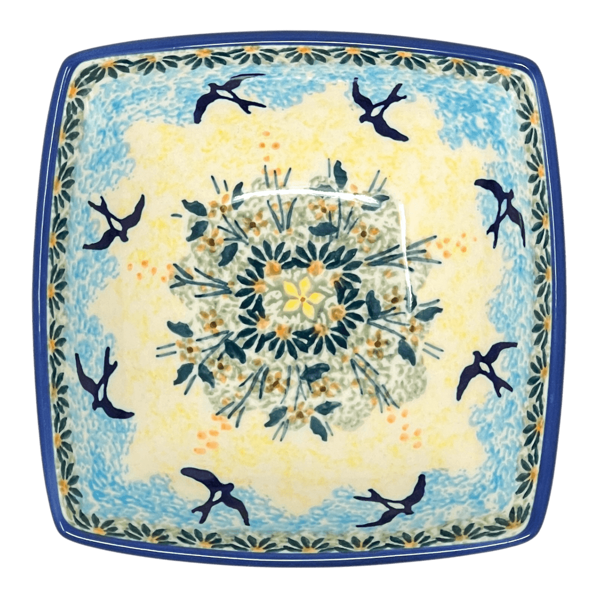 Bowl, Square, Nut, Small, 5.25" in "Soaring Swallows" by Manufaktura | M105S-WK57