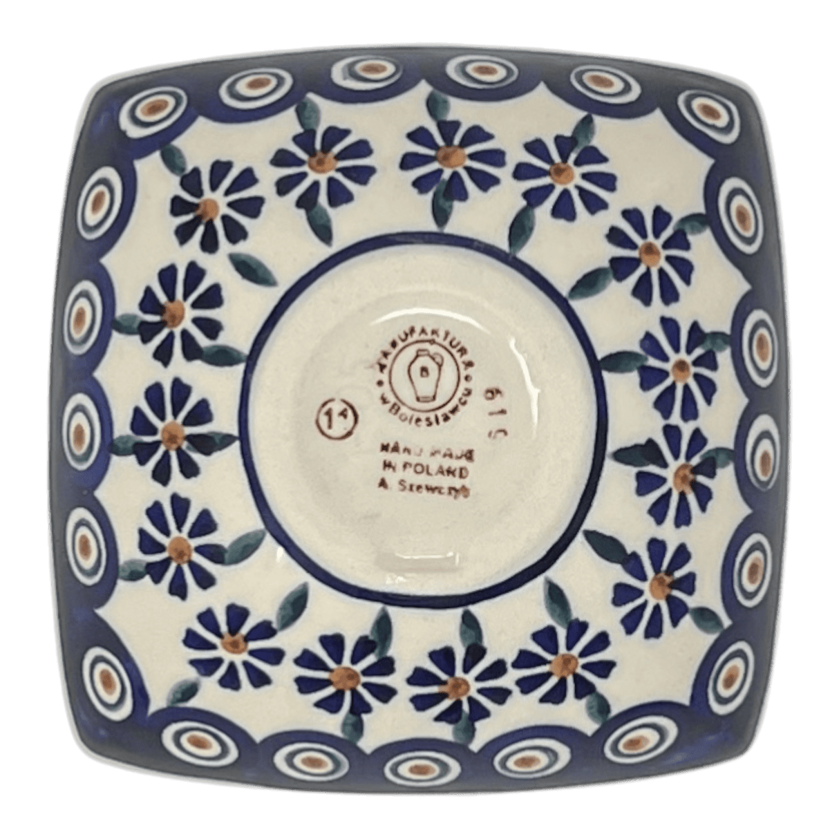 Bowl, Square, Nut, Small, 5.25" in "Floral Peacock" by Manufaktura | M105T-54KK