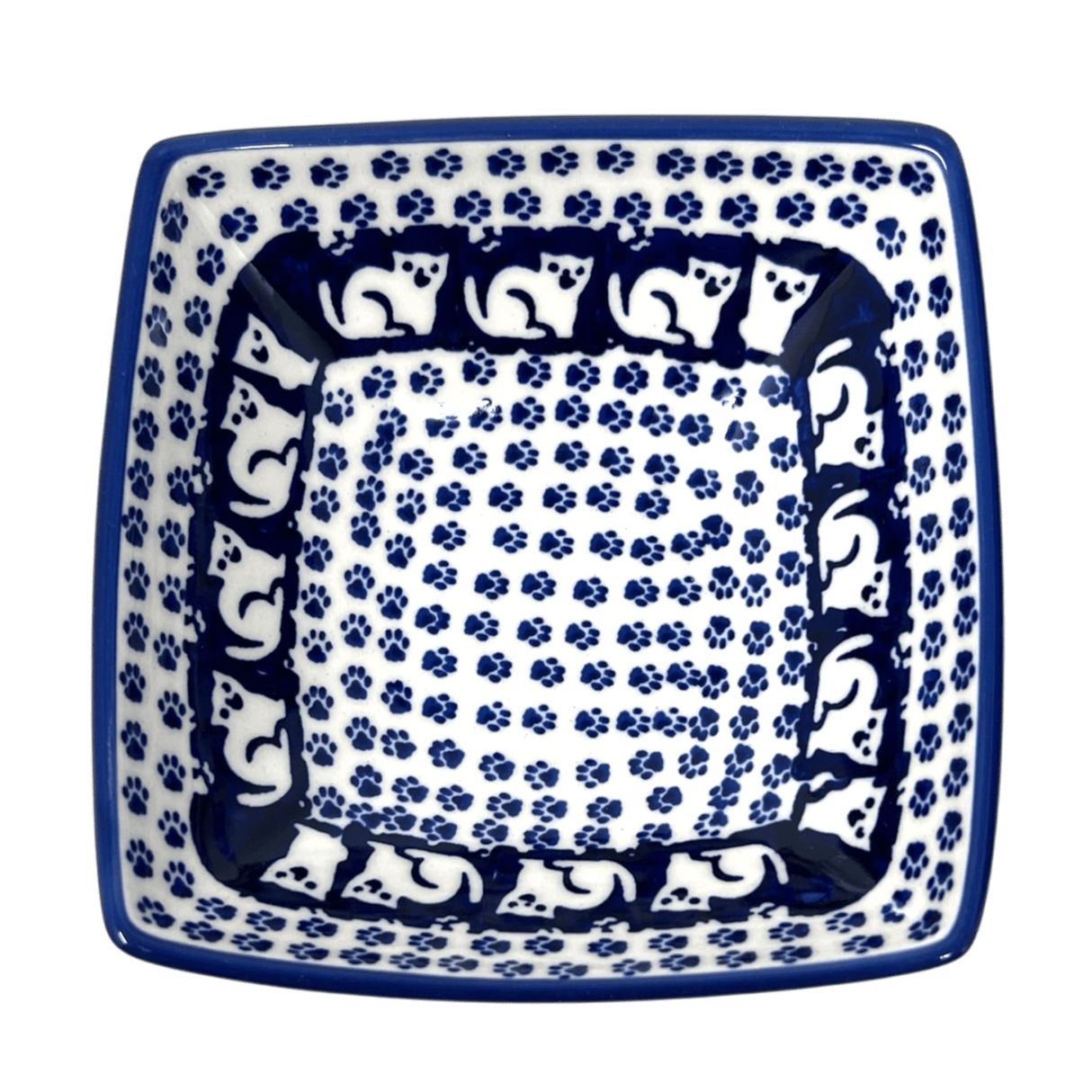 Bowl, Square, Nut, Small, 5.25" in "Kitty Cat Path" by Manufaktura | M105T-KOT6