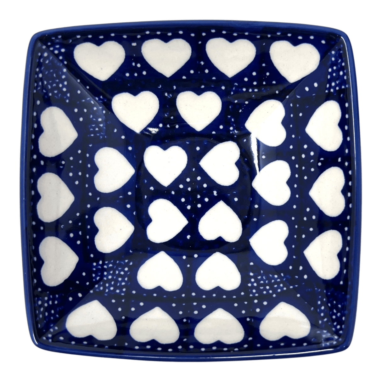 Bowl, Square, Nut, Small, 5.25" in "Sea of Hearts" by Manufaktura | M105T-SEA