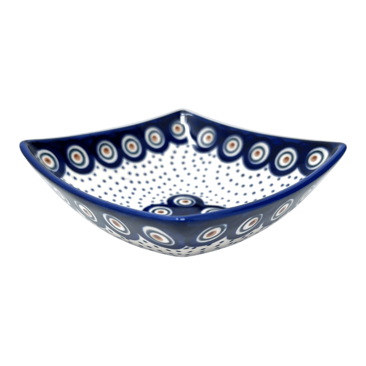 Bowl, Square, Nut, Small, 5.25" in "Peacock Dot" by Manufaktura | M105U-54K