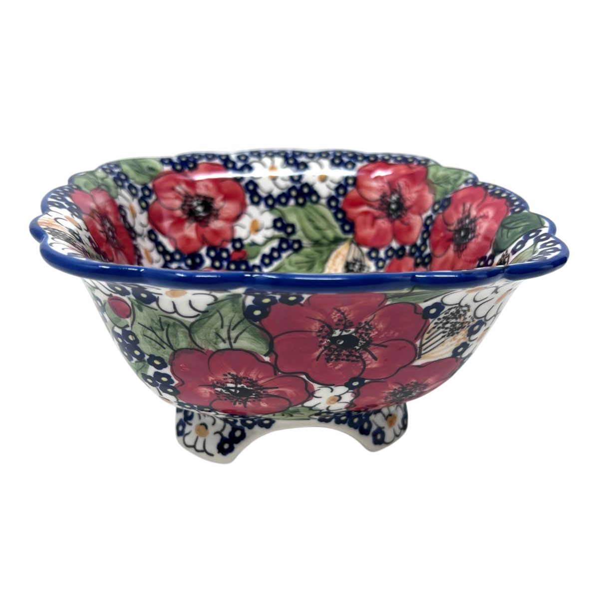 Bowl, Square, Fancy, Berry Bowl, 7.5" in "Poppies & Posies" by Manufaktura | M107S-IM02