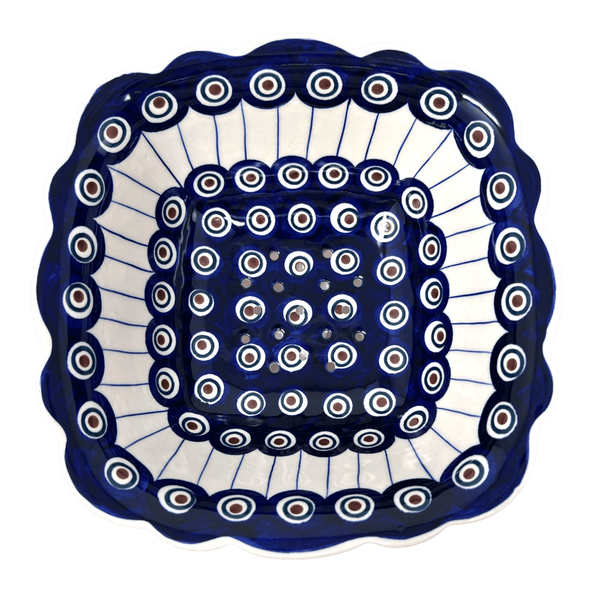 Bowl, Square, Fancy, Berry Bowl, 7.5" in "Peacock in Line" by Manufaktura | M107T-54A