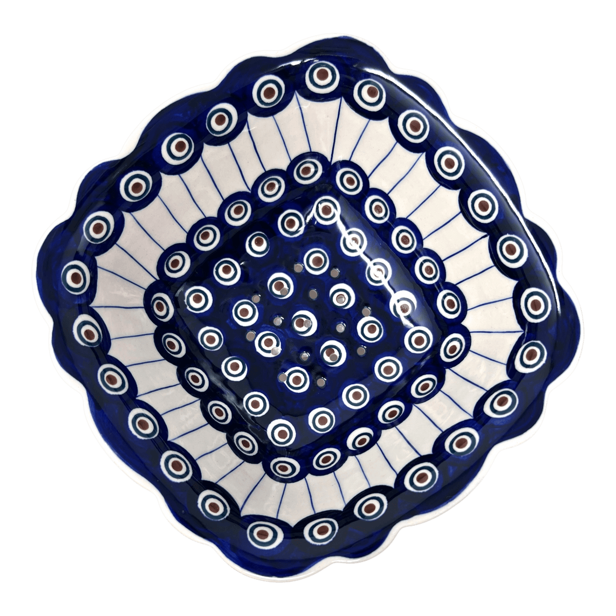 Bowl, Square, Fancy, Berry Bowl, 7.5" in "Peacock in Line" by Manufaktura | M107T-54A