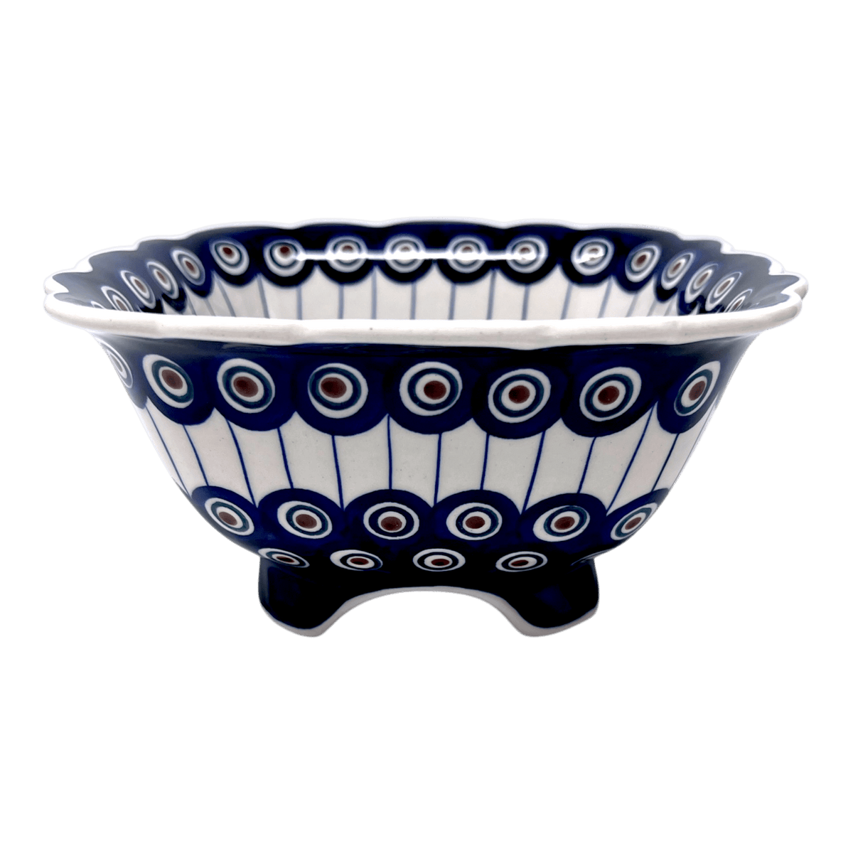 Bowl, Square, Fancy, Berry Bowl, 7.5" in "Peacock in Line" by Manufaktura | M107T-54A