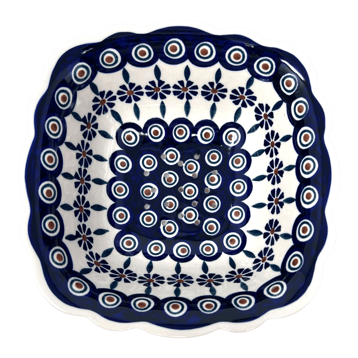 Bowl, Square, Fancy, Berry Bowl, 7.5" in "Floral Peacock" by Manufaktura | M107T-54KK