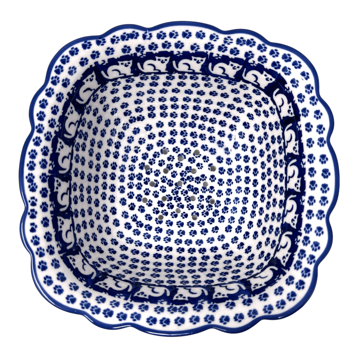Bowl, Square, Fancy, Berry Bowl, 7.5" in "Kitty Cat Path" by Manufaktura | M107T-KOT6