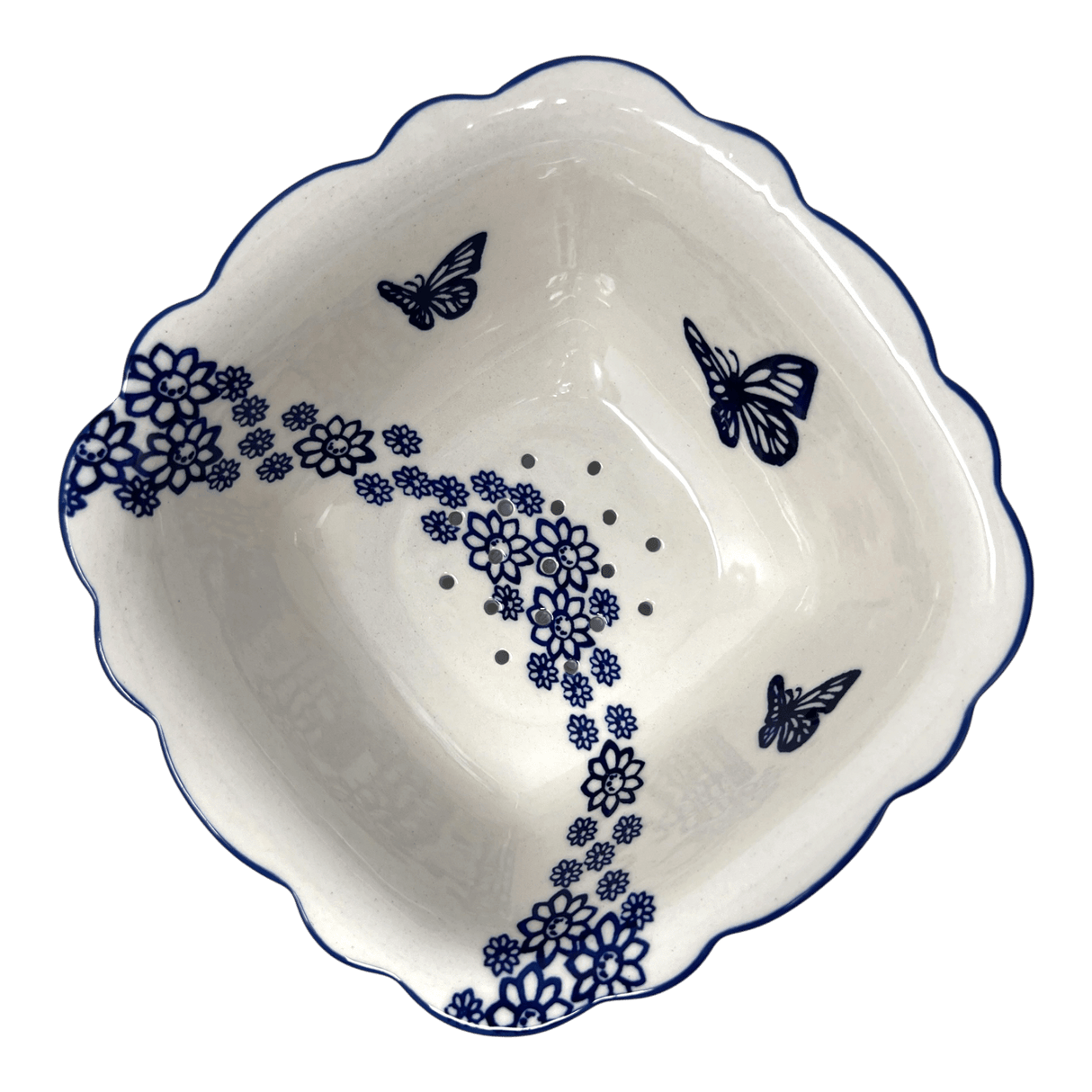 Bowl, Square, Fancy, Berry Bowl, 7.5" in "Butterfly Garden" by Manufaktura | M107T-MOT1