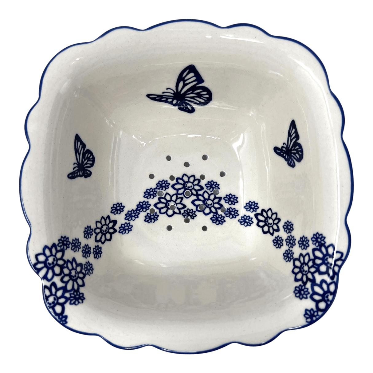 Bowl, Square, Fancy, Berry Bowl, 7.5" in "Butterfly Garden" by Manufaktura | M107T-MOT1