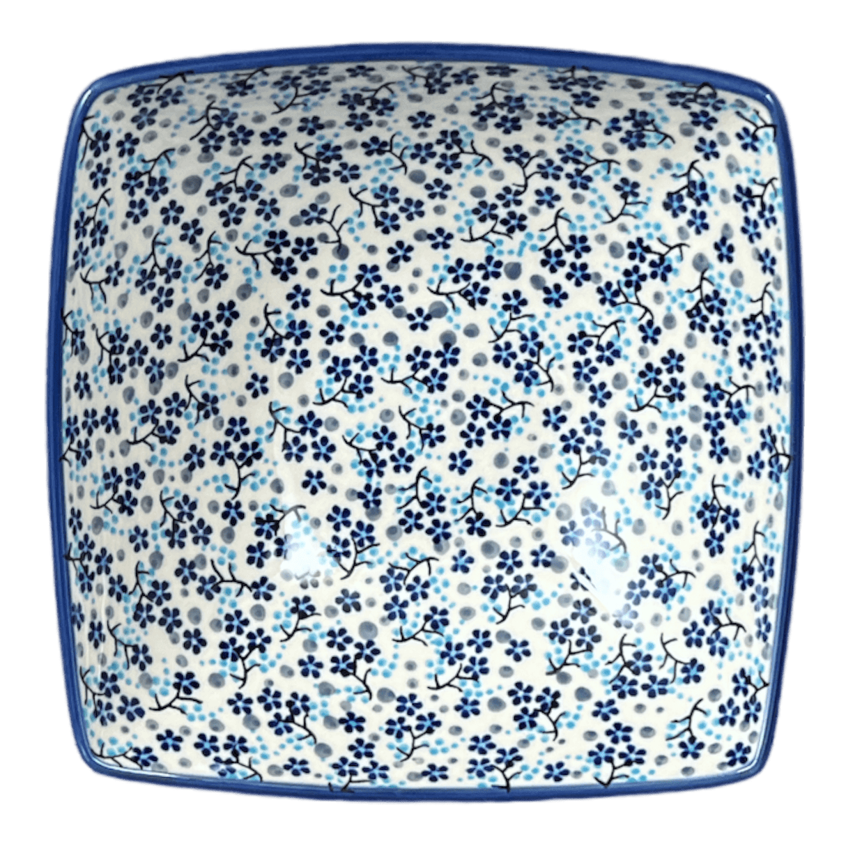 Bowl, Square, Nut, Medium, 7.75" in "Scattered Blues" by Manufaktura | M113S-AS45