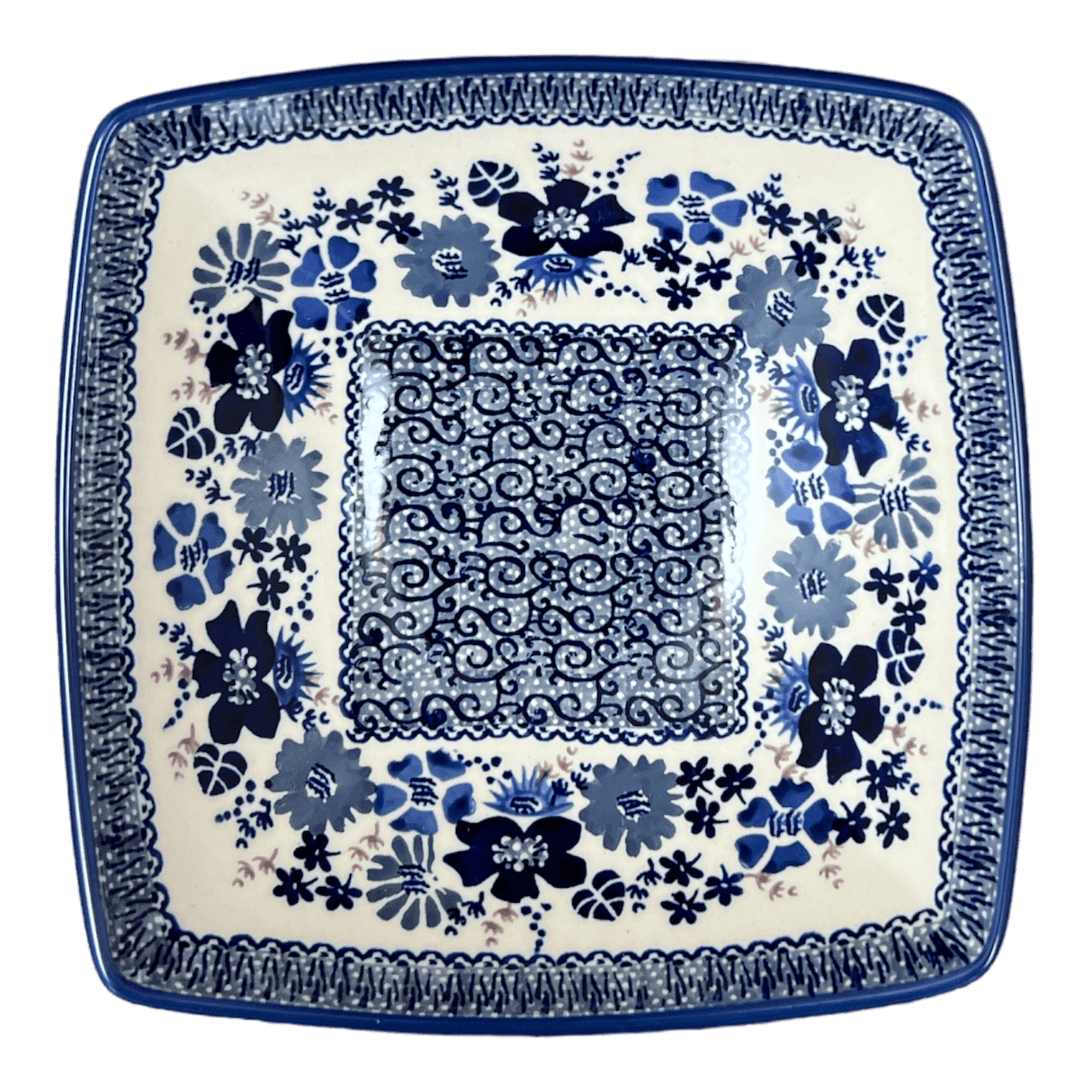 Bowl, Square, Nut, Medium, 7.75" in "Blue Life" by Manufaktura | M113S-EO39