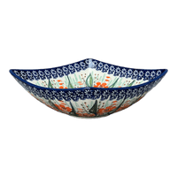 A picture of a Polish Pottery Medium Nut Dish (Sun-Kissed Garden) | M113S-GM15 as shown at PolishPotteryOutlet.com/products/7-75-square-bowl-sun-kissed-garden-m113s-gm15