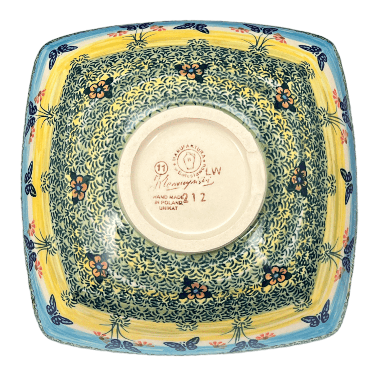 Bowl, Square, Nut, Medium, 7.75" in "Butterflies in Flight" by Manufaktura | M113S-WKM