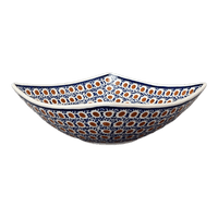 A picture of a Polish Pottery Medium Nut Dish (Chocolate Drop) | M113T-55 as shown at PolishPotteryOutlet.com/products/medium-nut-dish-chocolate-drop-m113t-55
