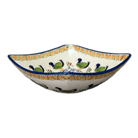 A picture of a Polish Pottery Medium Nut Dish (Ducks in a Row) | M113U-P323 as shown at PolishPotteryOutlet.com/products/medium-nut-dish-ducks-in-a-row-m113u-p323