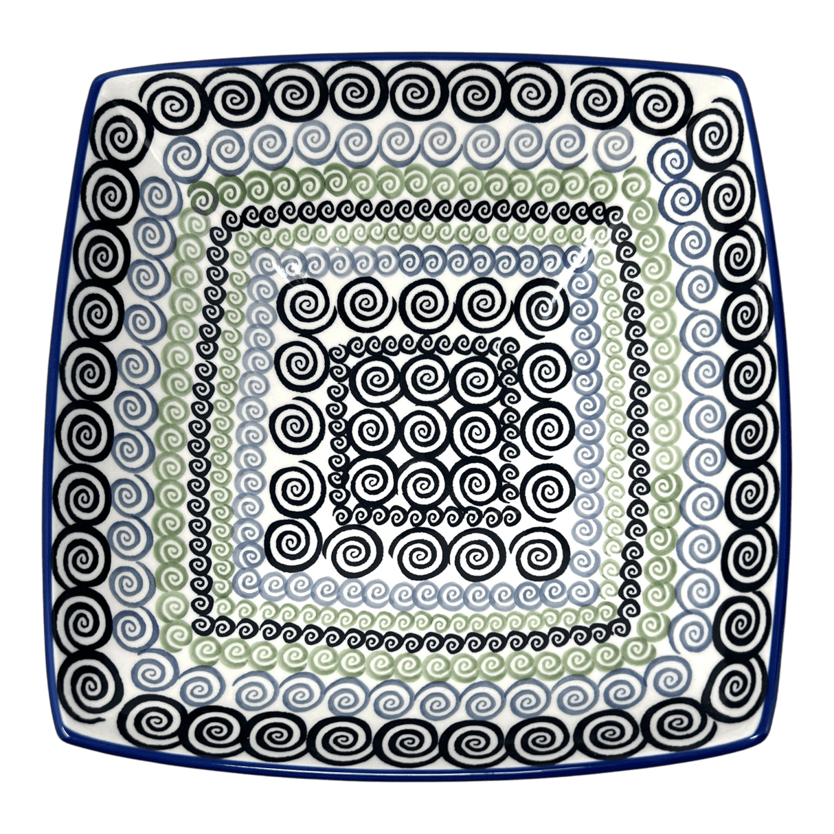 Bowl, Square, Nut, Large, 10.5" in "Hypnotic Whirlpool" by Manufaktura | M121M-CGZC