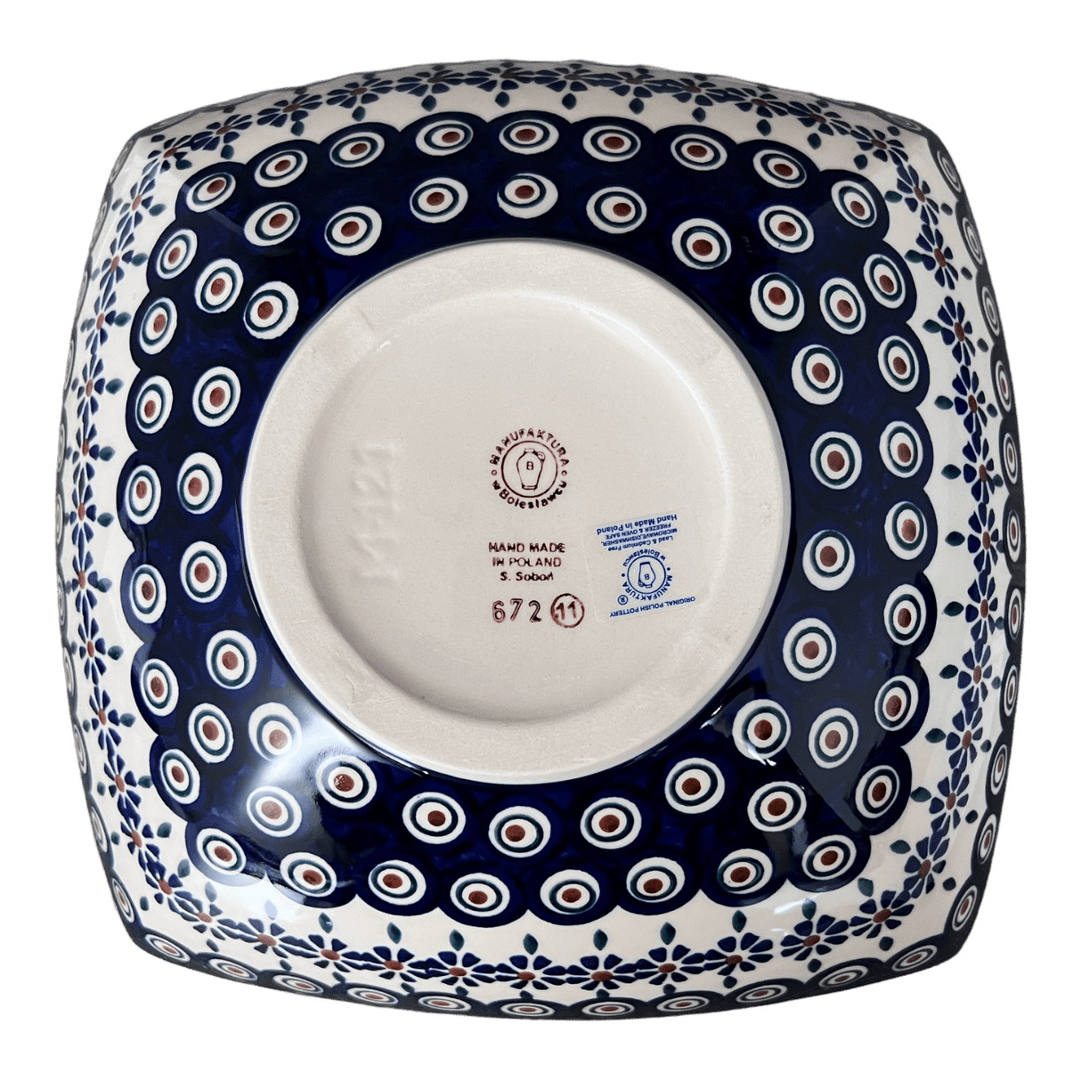 Bowl, Square, Nut, Large, 10.5" in "Floral Peacock" by Manufaktura | M121T-54KK