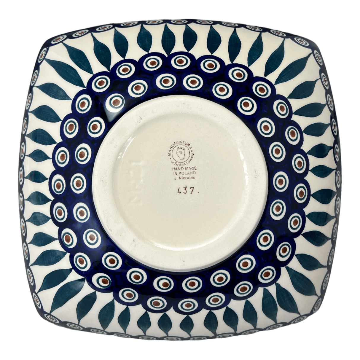 Bowl, Square, Nut, Large, 10.5" in "Peacock" by Manufaktura | M121T-54
