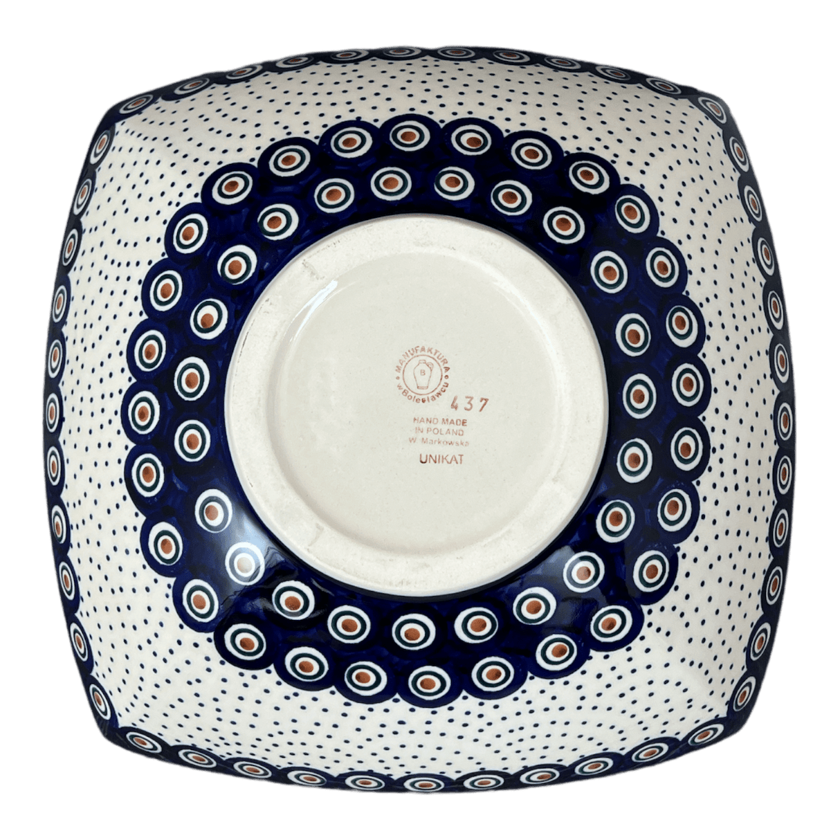 Bowl, Square, Nut, Large, 10.5" in "Peacock Dot" by Manufaktura | M121U-54K