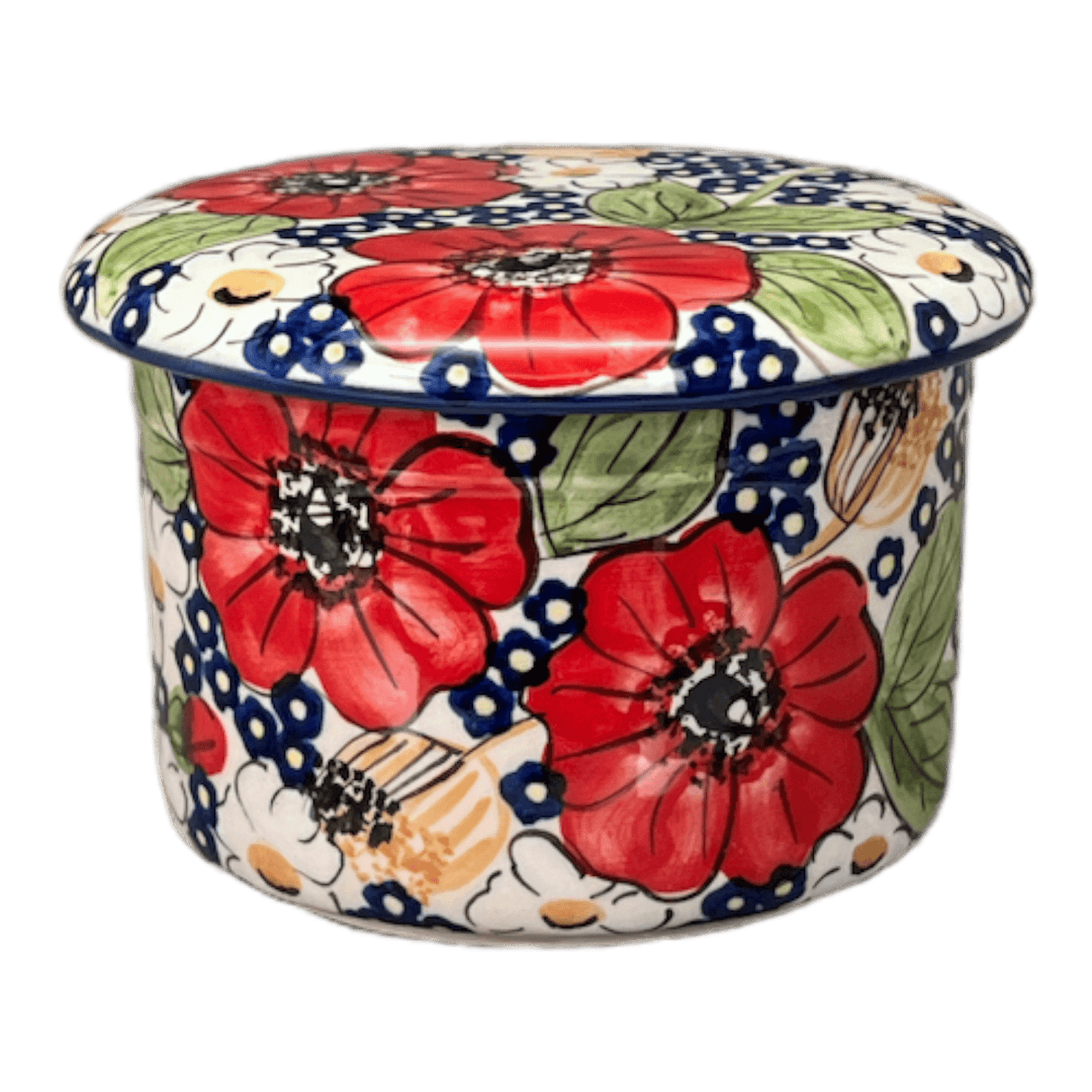 Butter Crock, 4.5" in "Poppies & Posies" by Manufaktura | M136S-IM02