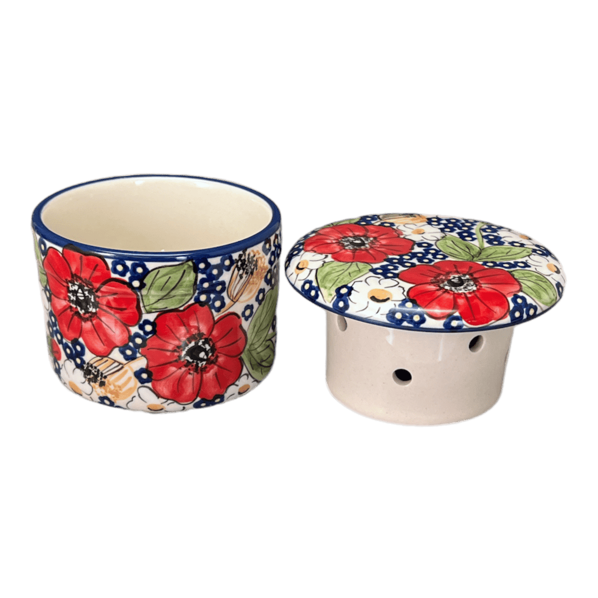 Butter Crock, 4.5" in "Poppies & Posies" by Manufaktura | M136S-IM02