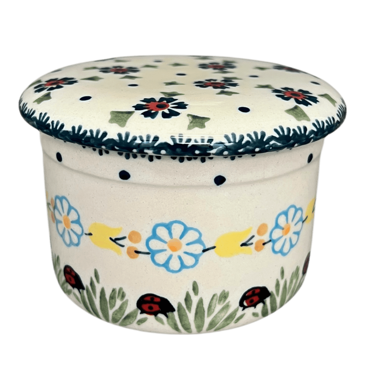 Butter Crock, 4.5" in "Lady Bugs" by Manufaktura | M136T-IF45
