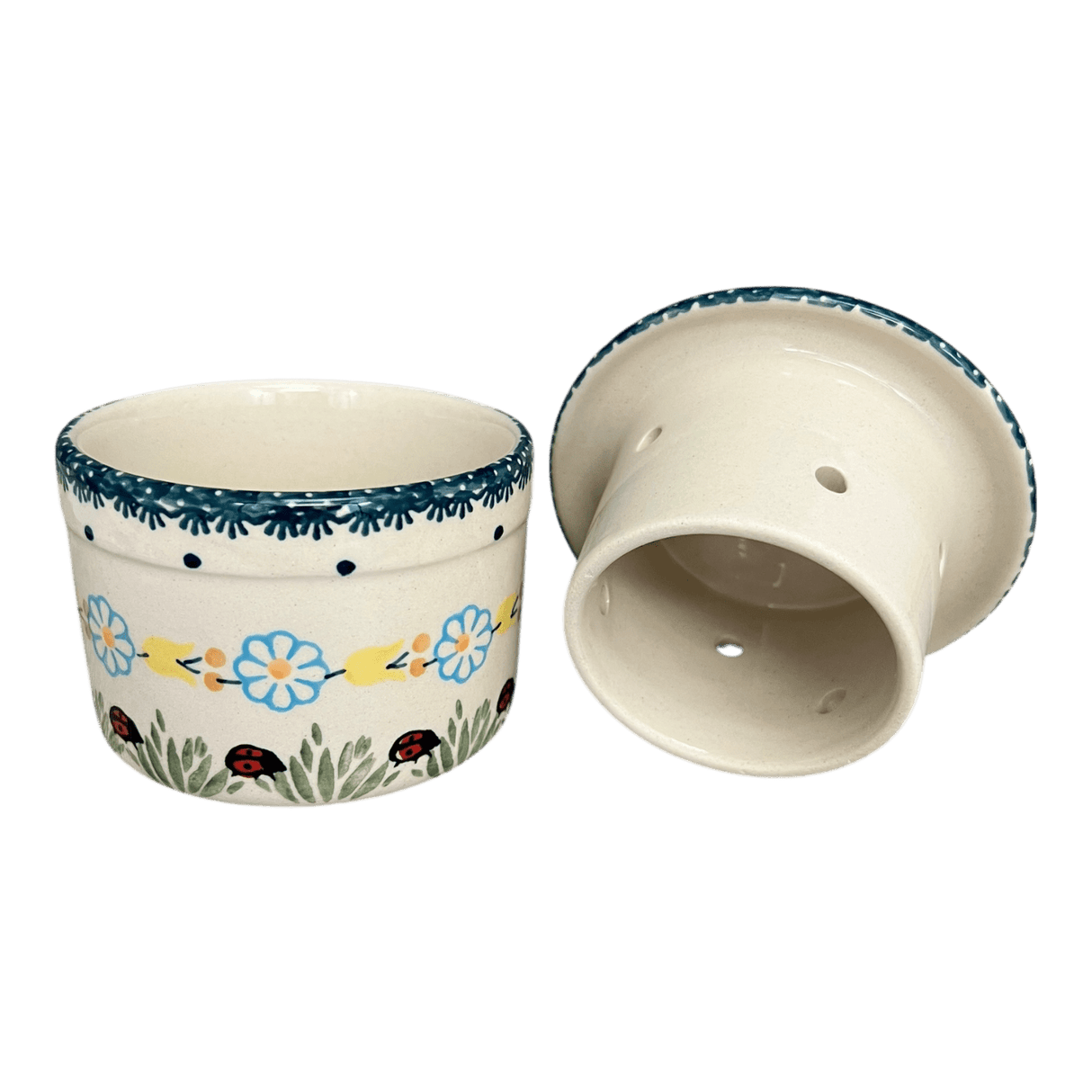 Butter Crock, 4.5" in "Lady Bugs" by Manufaktura | M136T-IF45