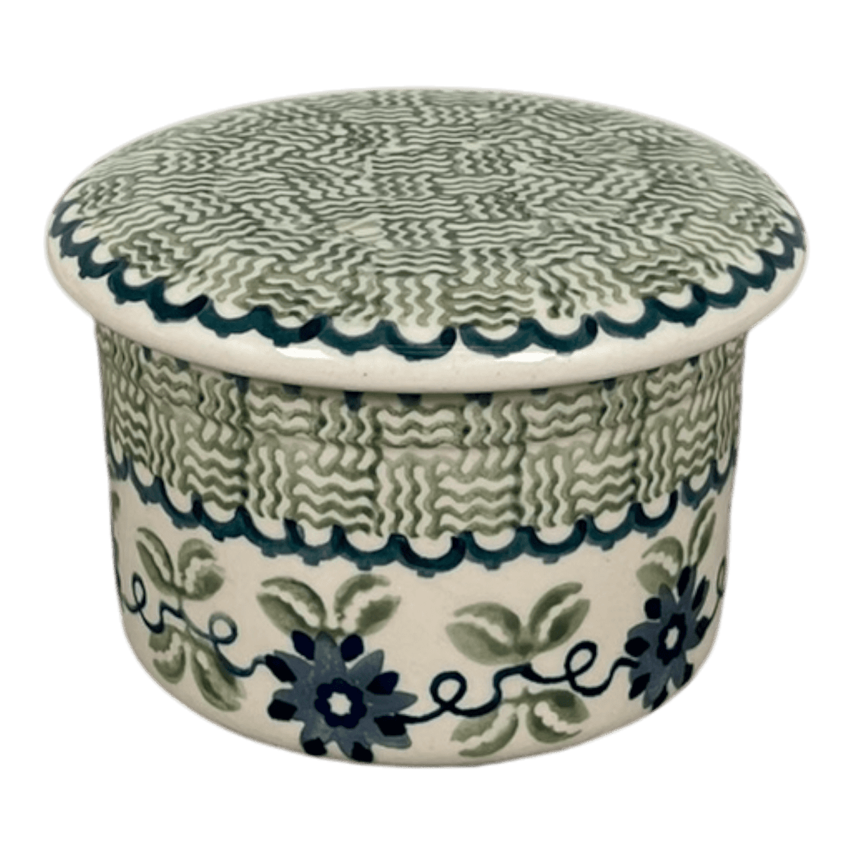 Butter Crock, 4.5" in "Woven Blues" by Manufaktura | M136T-P182