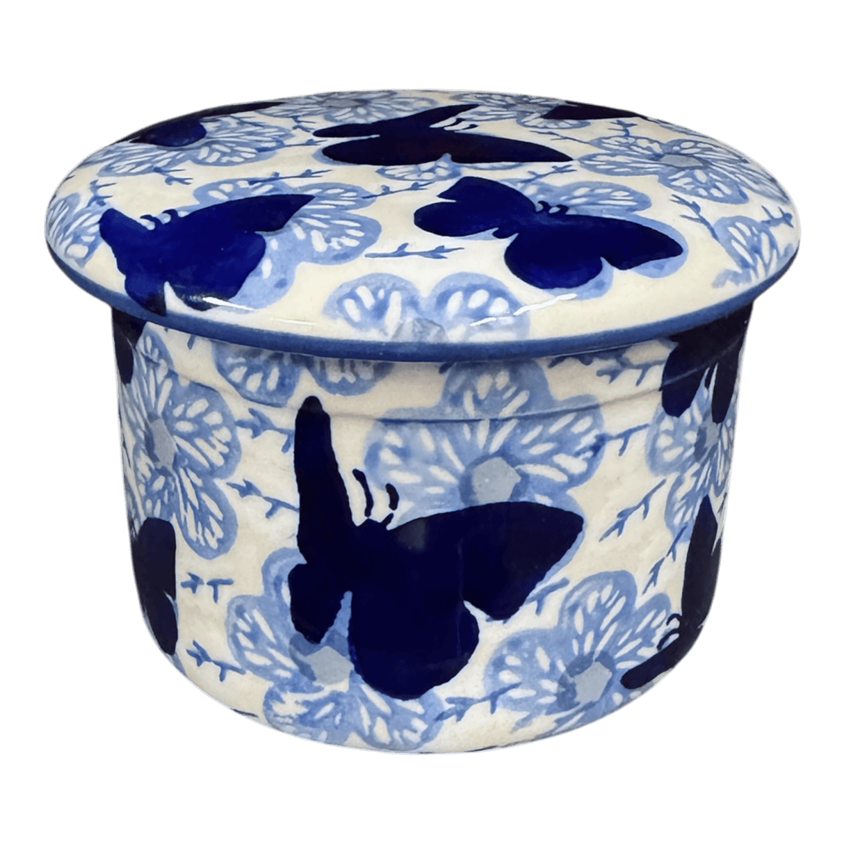 Butter Crock, 4.5" in "Blue Butterfly" by Manufaktura | M136U-AS58