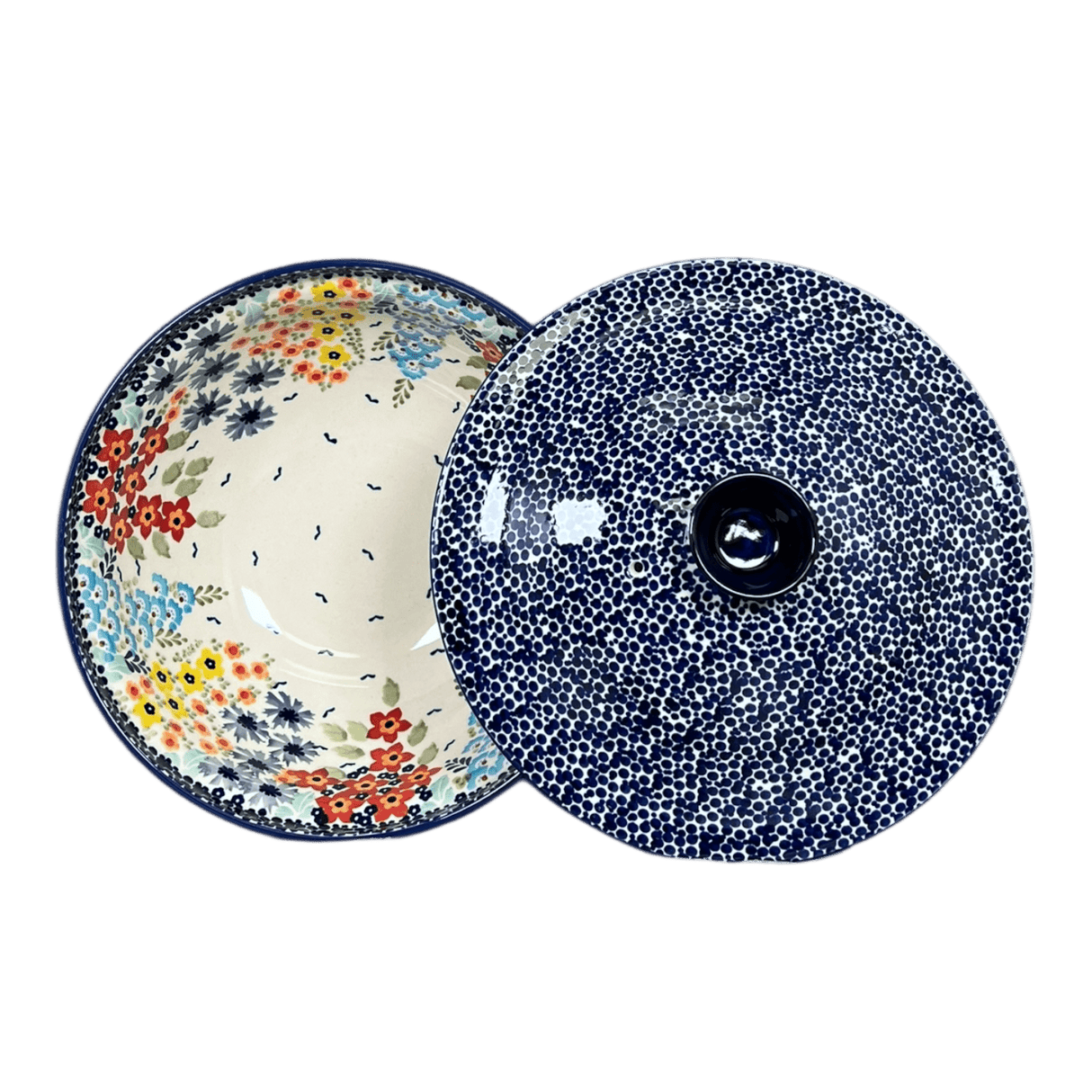 Bowl, Round, with Lid, 9.5" in "Brilliant Garden" by Manufaktura | M159S-DPLW