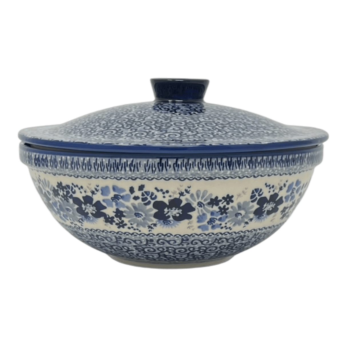 Bowl, Round, with Lid, 9.5" in "Blue Life" by Manufaktura | M159S-EO39