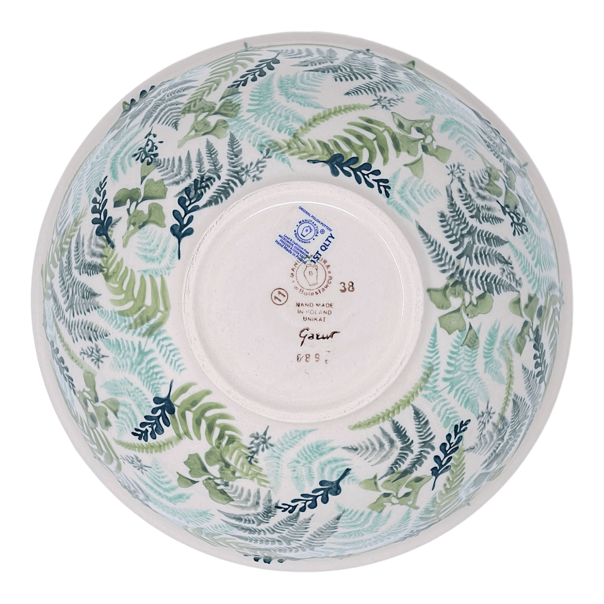 Bowl, Round, with Lid, 9.5" in "Scattered Ferns" by Manufaktura | M159S-GZ39