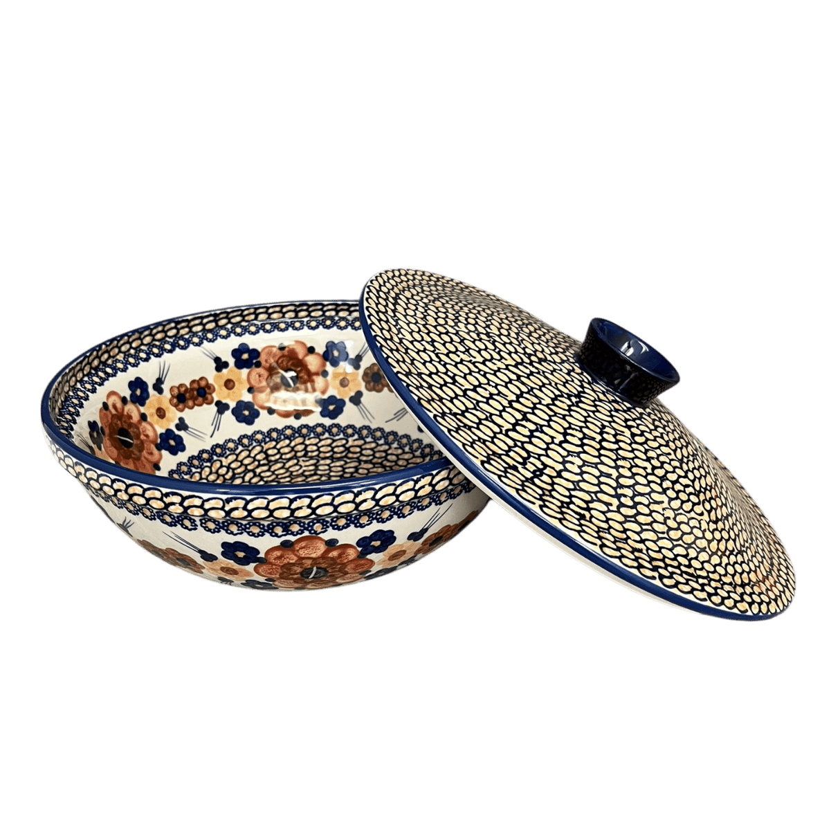 Bowl, Round, with Lid, 9.5" in "Bouquet in a Basket" by Manufaktura | M159S-JZK