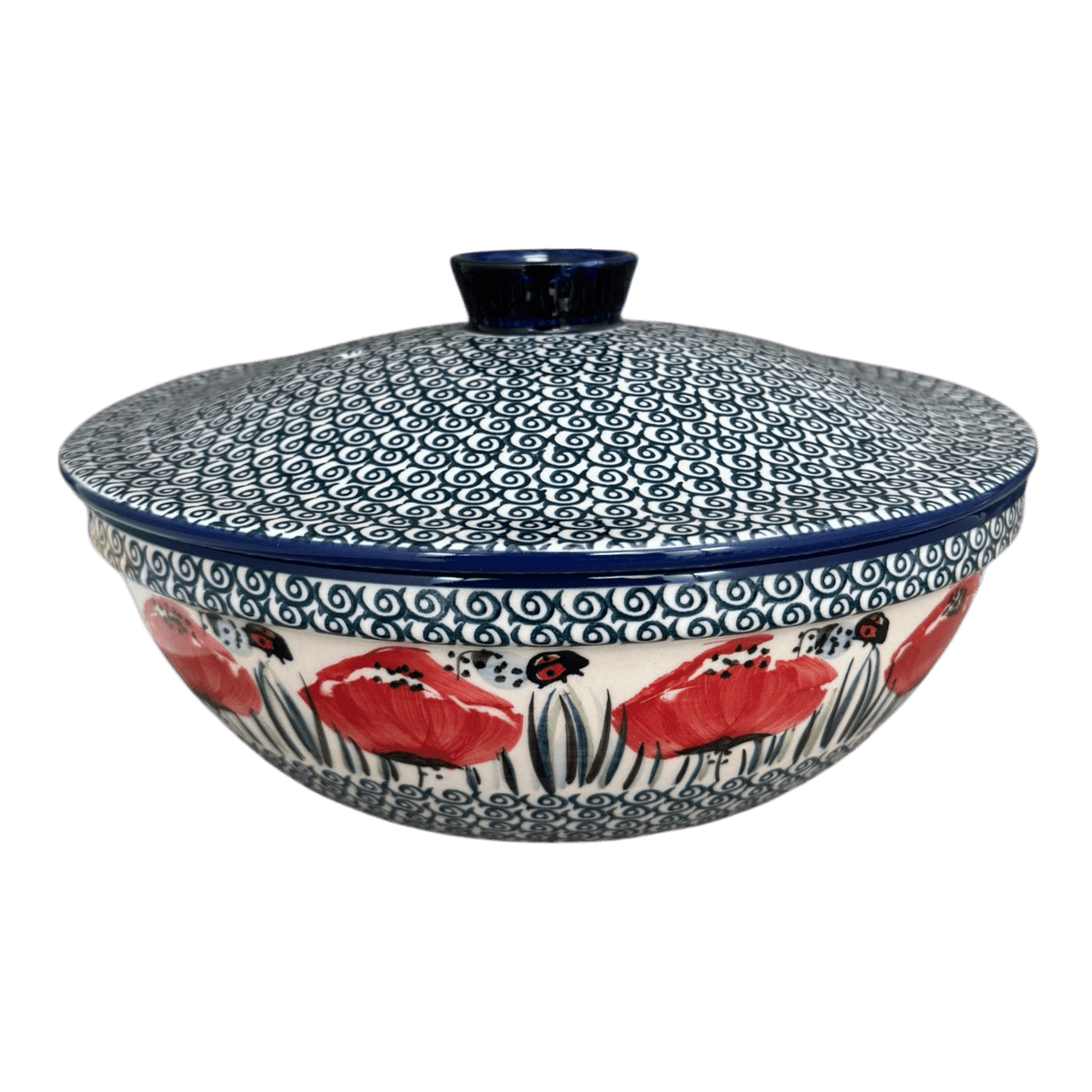 Bowl, Round, with Lid, 9.5" in "Poppy Paradise" by Manufaktura | M159S-PD01