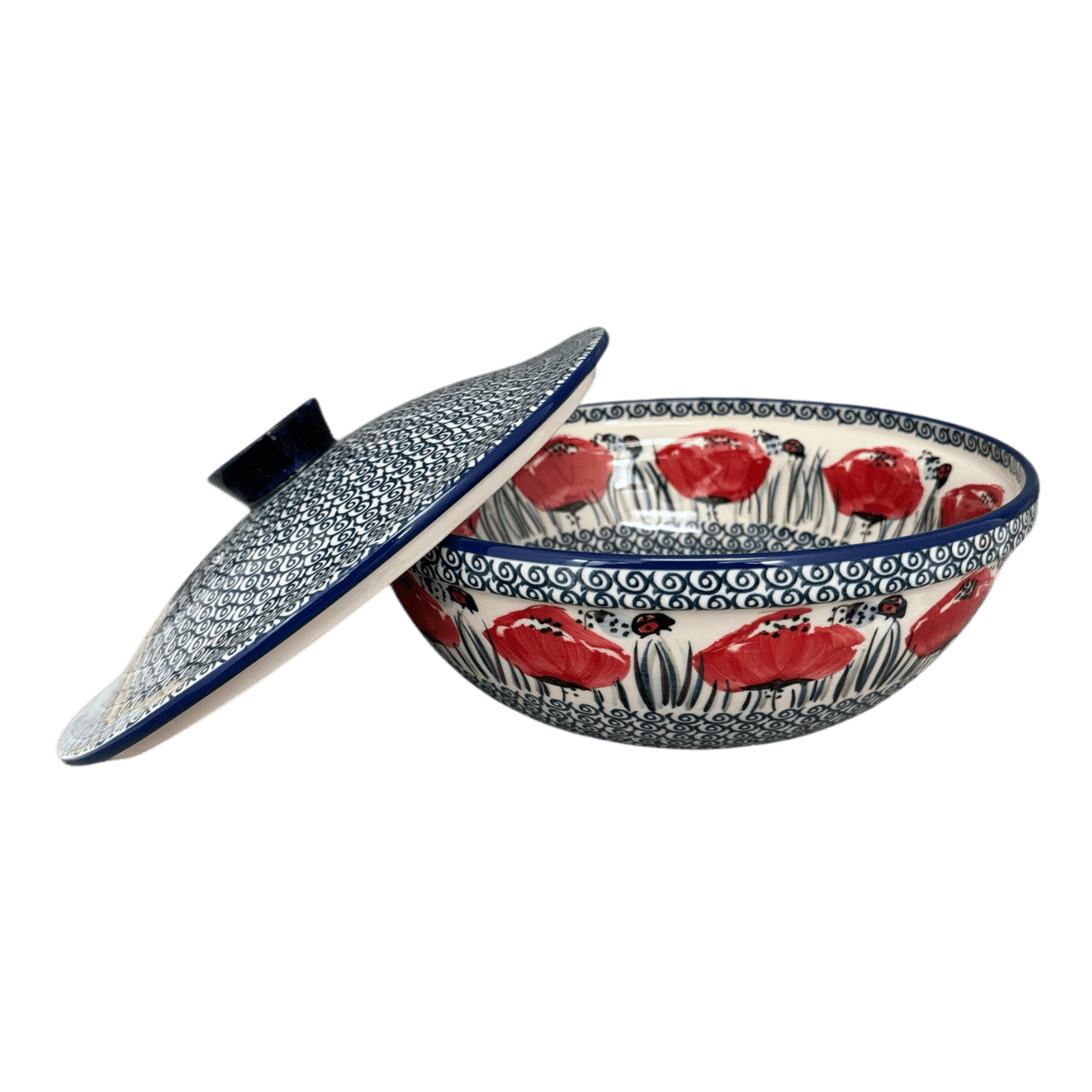 Bowl, Round, with Lid, 9.5" in "Poppy Paradise" by Manufaktura | M159S-PD01