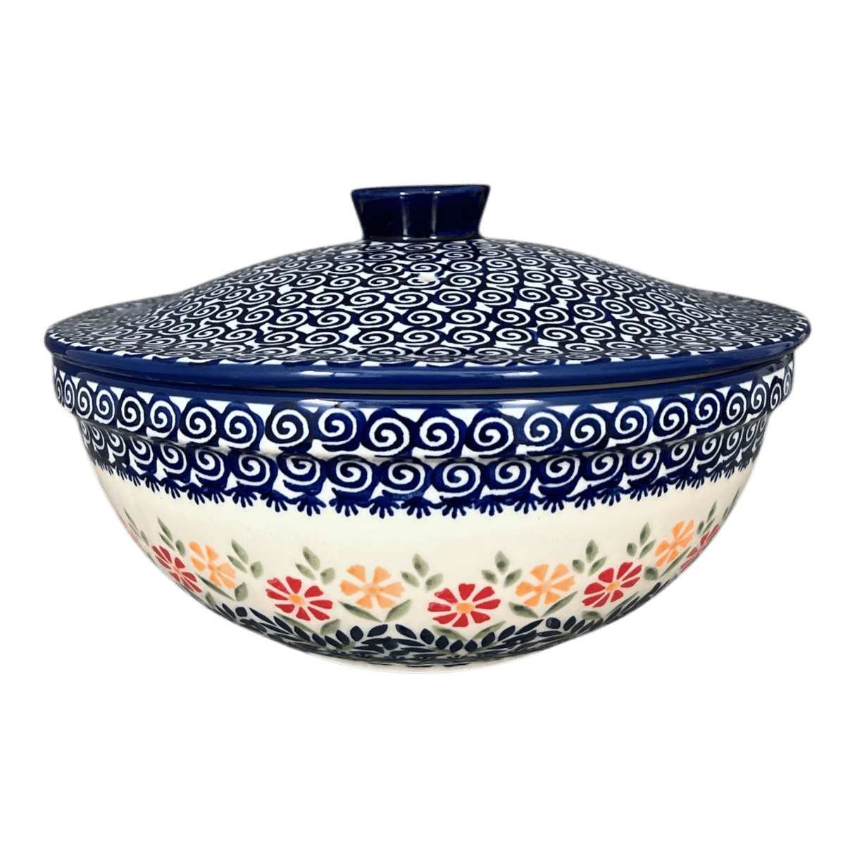 Bowl, Round, with Lid, 9.5" in "Flower Power" by Manufaktura | M159T-JS14