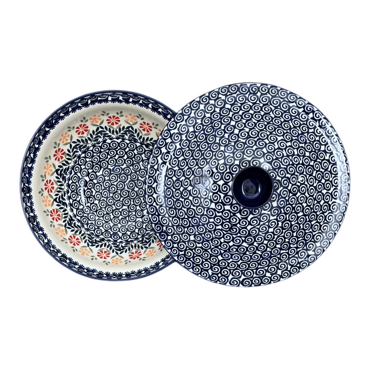 Bowl, Round, with Lid, 9.5" in "Flower Power" by Manufaktura | M159T-JS14