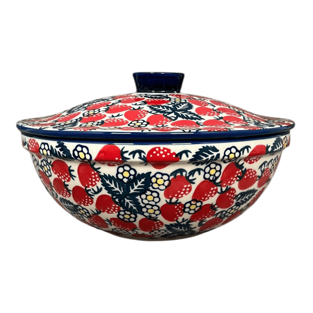 Bowl, Round, with Lid, 9.5" in "Strawberry Fields" by Manufaktura | M159U-AS59