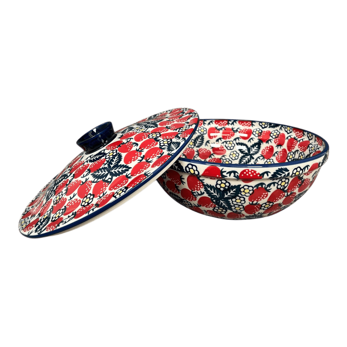 Bowl, Round, with Lid, 9.5" in "Strawberry Fields" by Manufaktura | M159U-AS59