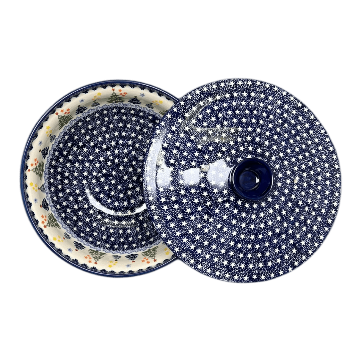 Bowl, Round, with Lid, 9.5" in "Festive Forest" by Manufaktura | M159U-INS6