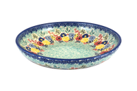 A picture of a Polish Pottery 11.75" Shallow Salad Bowl (Garden Party) | M173S-BUK1 as shown at PolishPotteryOutlet.com/products/11-75-shallow-salad-bowl-garden-party-m173s-buk1