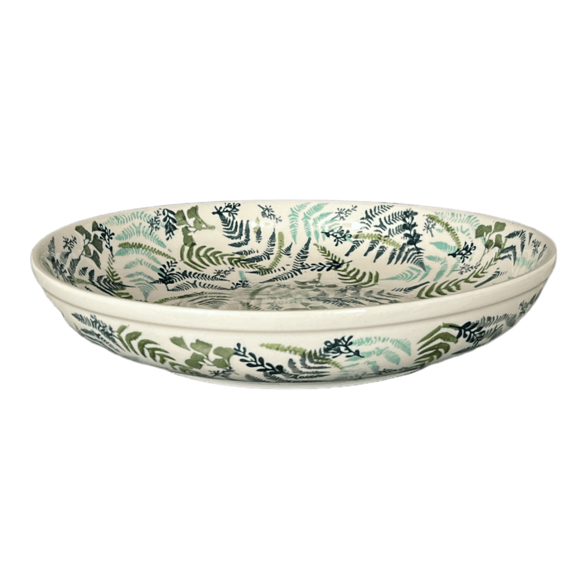Bowl, Round, Shallow, Salad, 11.75" in "Scattered Ferns" by Manufaktura | M173S-GZ39