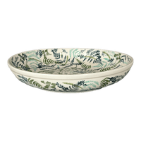 A picture of a Polish Pottery 11.75" Shallow Salad Bowl (Scattered Ferns) | M173S-GZ39 as shown at PolishPotteryOutlet.com/products/11-75-bowl-scattered-ferns-m173s-gz39