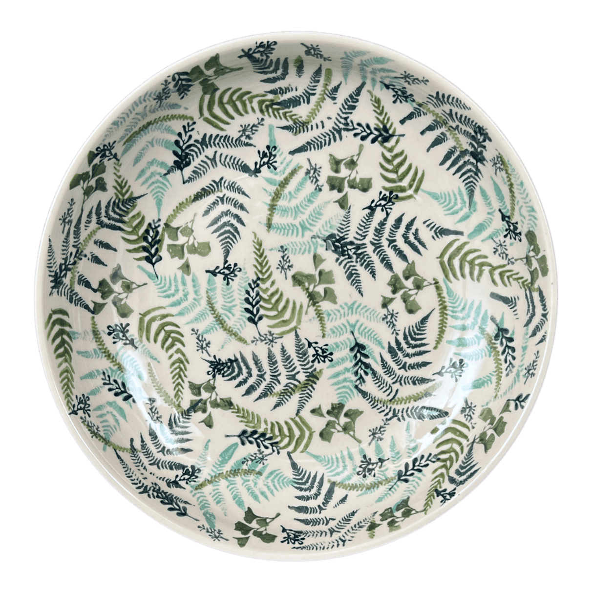 Bowl, Round, Shallow, Salad, 11.75" in "Scattered Ferns" by Manufaktura | M173S-GZ39