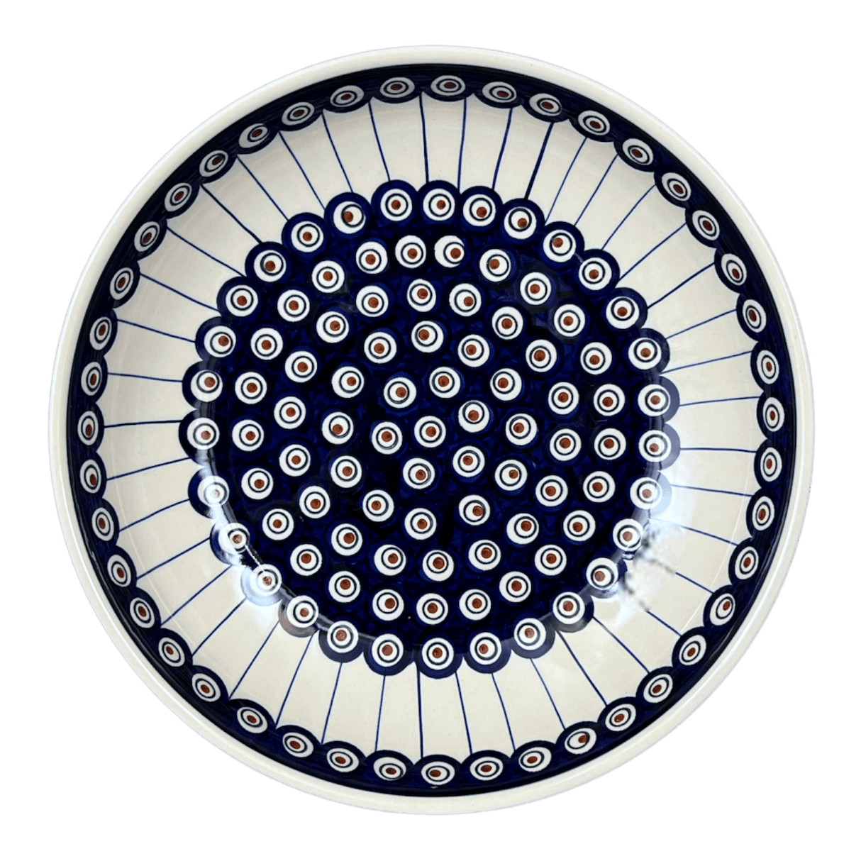 Bowl, Round, Shallow, Salad, 11.75" in "Peacock in Line" by Manufaktura | M173T-54A