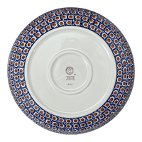 A picture of a Polish Pottery 11.75" Shallow Salad Bowl (Chocolate Drop) | M173T-55 as shown at PolishPotteryOutlet.com/products/11-75-shallow-salad-bowl-chocolate-drop-m173t-55