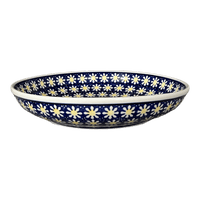A picture of a Polish Pottery 11.75" Shallow Salad Bowl (Mornin' Daisy) | M173T-AM as shown at PolishPotteryOutlet.com/products/11-75-shallow-salad-bowl-mornin-daisy-m173t-am