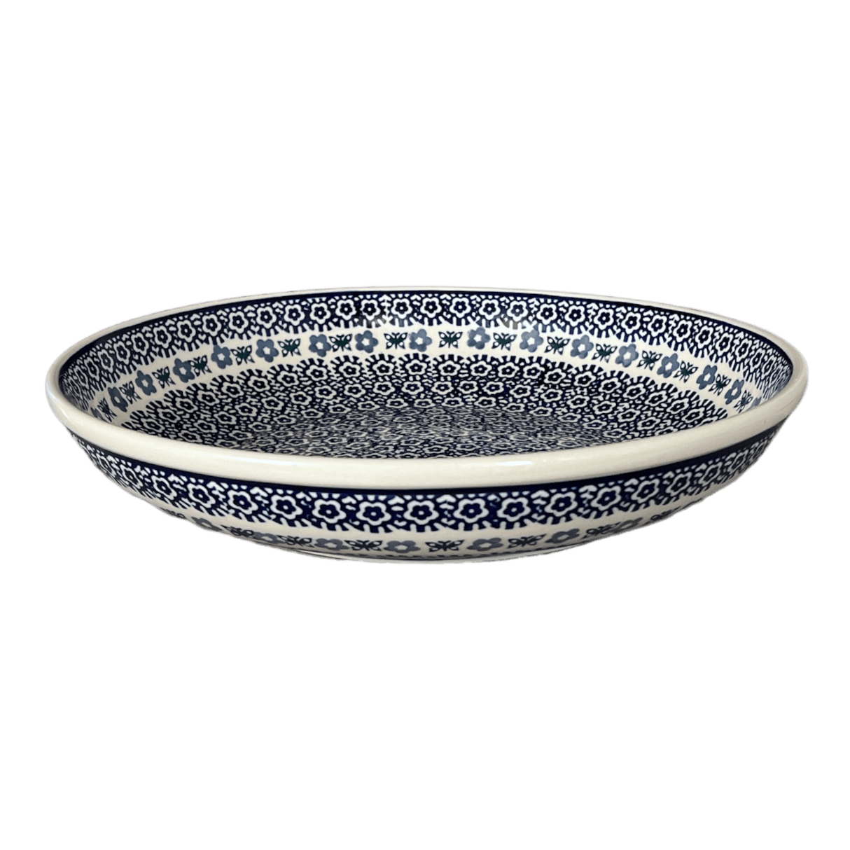 Bowl, Round, Shallow, Salad, 11.75" in "Butterfly Border" by Manufaktura | M173T-P249