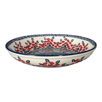 A picture of a Polish Pottery 11.75" Shallow Salad Bowl (Fresh Strawberries) | M173U-AS70 as shown at PolishPotteryOutlet.com/products/11-75-bowl-fresh-strawberries-m173u-as70