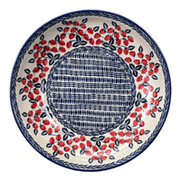 A picture of a Polish Pottery 11.75" Shallow Salad Bowl (Fresh Strawberries) | M173U-AS70 as shown at PolishPotteryOutlet.com/products/11-75-bowl-fresh-strawberries-m173u-as70